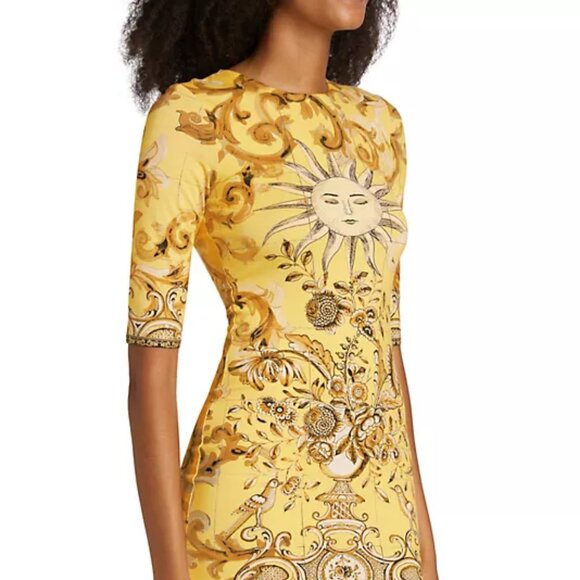 NWT$395 Alice + Olivia Delora Baroque Crew Neck Fitted Mini Dress Sz 4 (XS-S) - Picture 6 of 16